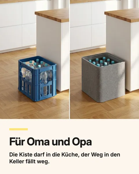 Folie 3: Für Oma und Opa. Die Kiste darf in die Küche, der Weg in den Keller fällt weg.